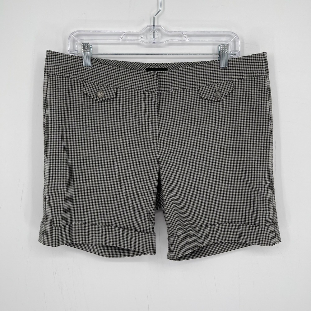 The Limited Women's Black White Gingham Drew Fit Cuffed Dress Shorts Size 12